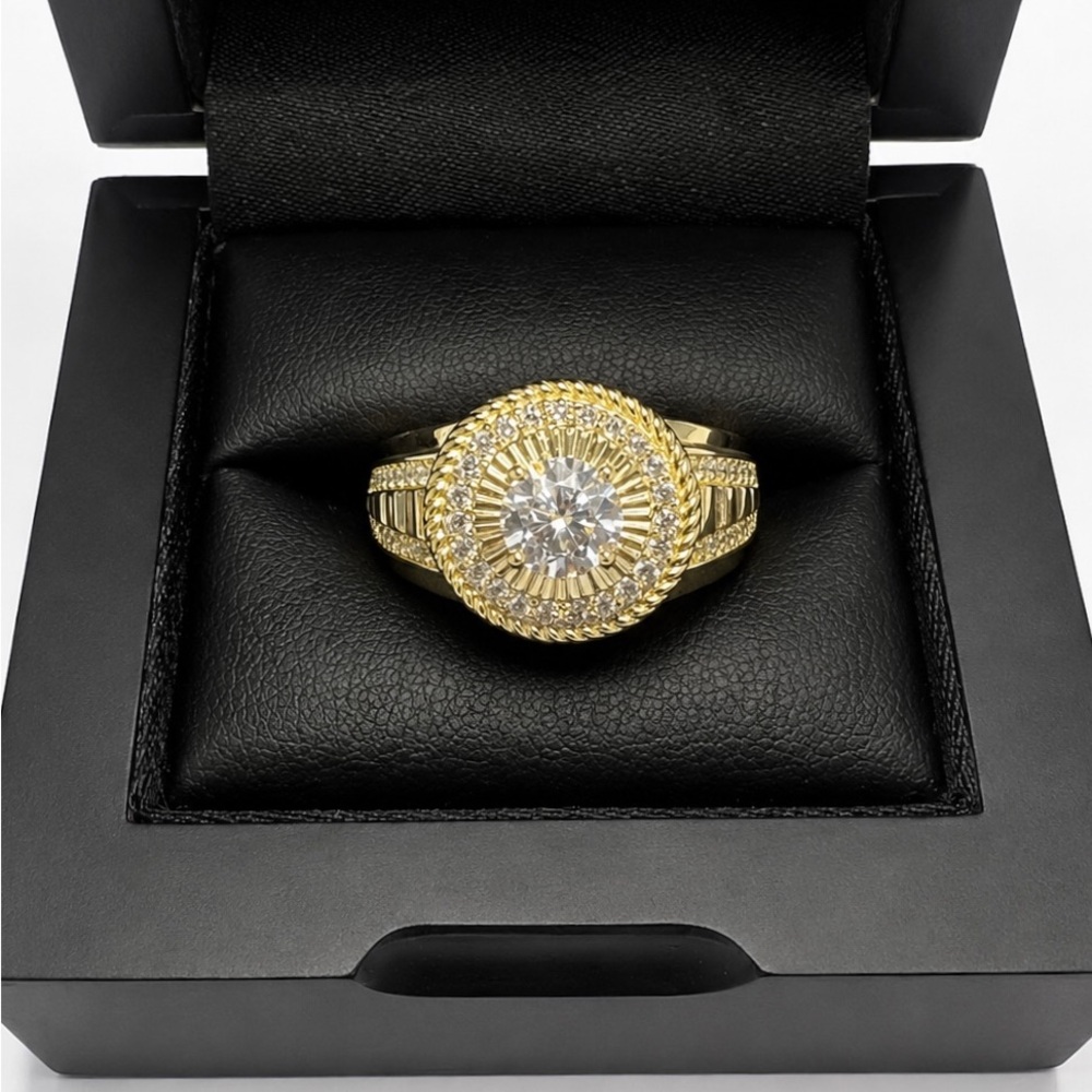 Gold Over 925 Sterling Silver 3.00CT MOISSANITE Halo Men’s Ring Size 11